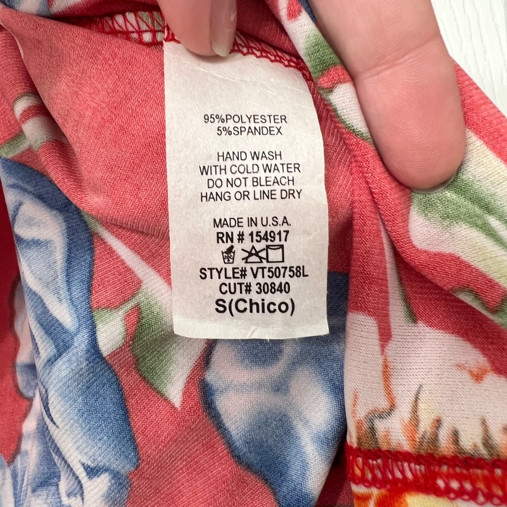 Red floral tie front blouse - Picture 6 of 6